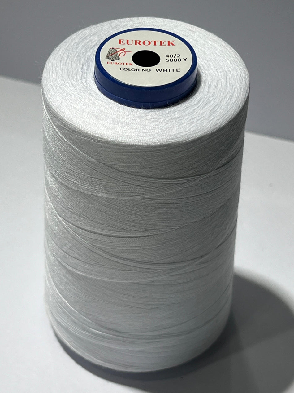 EUROTEK  Sewing Thread 100% Trilobal Polyester 5000yrd per cone  natural white minimun 12 cones