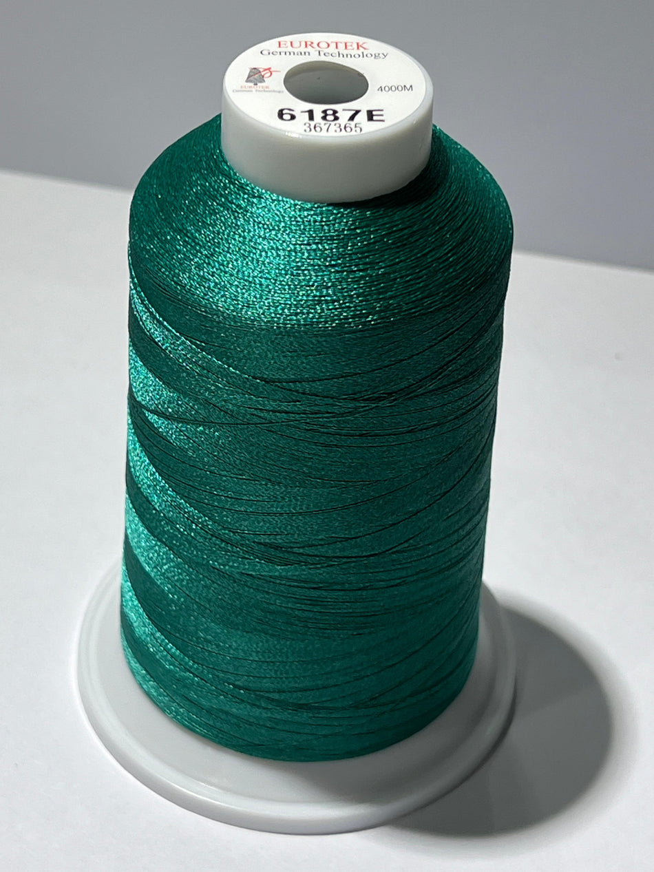 EUROTEK  Embroidery Thread 100% Trilobal Polyester 4000mtr per cone 6187E minimum 12 cones