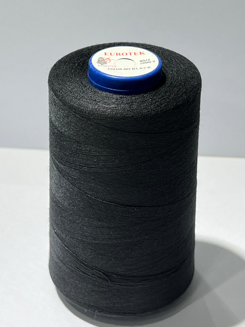 EUROTEK  Sewing Thread 100% Trilobal Polyester 5000yrd per cone natural black minimun 12 cones