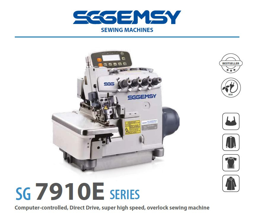 Gemsy SG7913D4 1 Needle 3 Thread Super High Speed Overlock With Auto Trimmer, Auto Foot Lift, Auto Feeder & Auto Suction