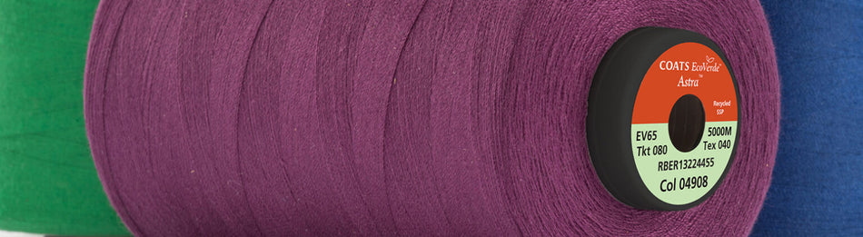 Coats® EcoVerde™ Astra™ 100% recycled staple spun polyester (SSP) thread