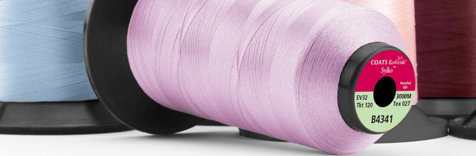 Coats® EcoVerde™ Sylko™ 100% recycled trilobal polyester thread for machine embroidery.