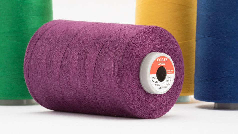 Coats® Astra™ Staple spun polyester thread with significantly higher sewing performance compared to regular SSP threads